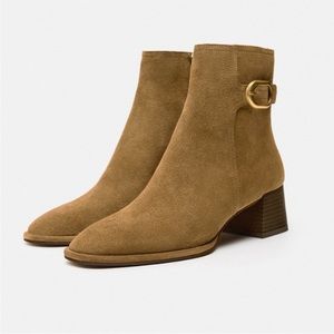 SOLD ZARA BLOCK HEEL SUEDE ANKLE BOOTS